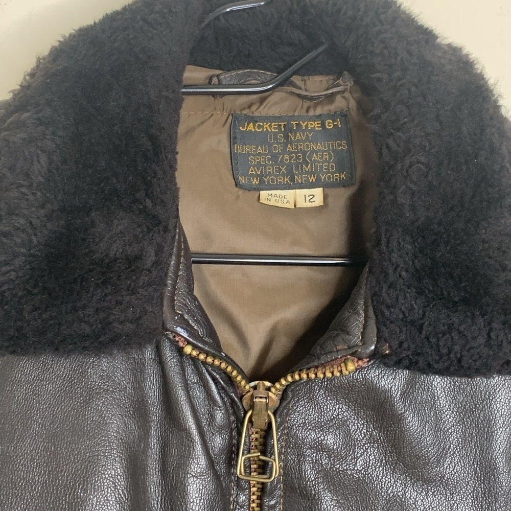 Vintage Brown WW Era G-1 USA Navy Avirex Ltd Bomber Flight Brown Leather Jacket - Picture 5 of 17